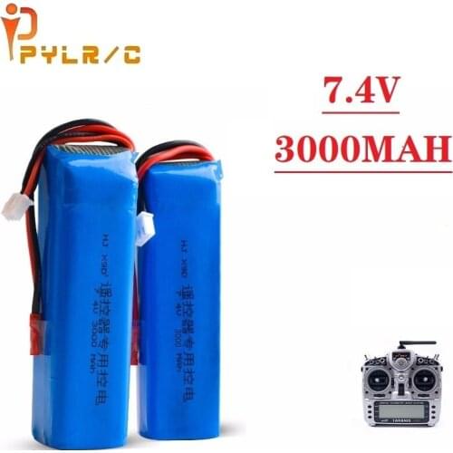 Upgrade 3000mAh 7.4V Rechargeable Lipo Battery for Frsky Taranis X9D Plus Transmitter 2S 7.4V Lipo Battery Toy Accessories 2pcs