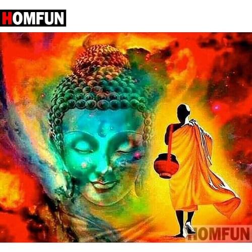HOMFUN 5D DIY Diamond Painting Full Square/Round Drill "Religious Buddha" Embroidery Cross Stitch gift Home Decor Gift A09315
