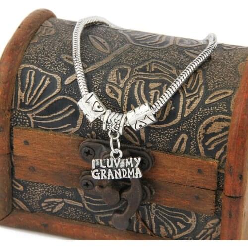 I Love You Grandma Bracelet Family Gifts NANA Love Grandmother Retro Chains Antique Jewelry Women Lady Charm Bangle Bracelets