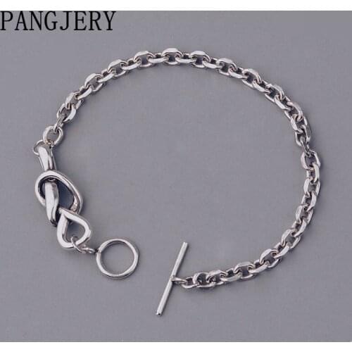 PANGJERY 925 Sterling Silver OT Buckle Bracelets for Women Fashion Simple Intertwined Chain Geometric Party Fine Jewelry Gifts