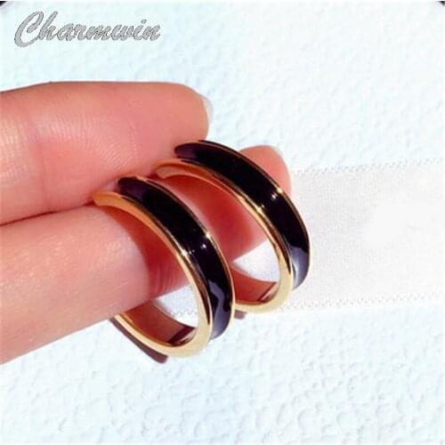 Charmwin New Fashion Korean Stud Earrings Trend Super Beautiful Simple Ear Jewelry Earrings For Women Black And White Color