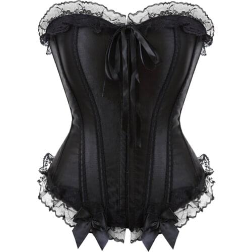 Black Corsets and Bustiers Plus Size Overbust Corset lingerie Top Body Shaper Sexy Lace Up Boned Corselet Burlesque Costume Plus