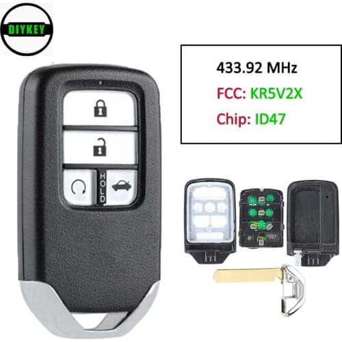 DIYKEY 433.92MHz ID47 Chip FCC: KR5V2X New Replacement 4 Button Smart Remote Car Key Fob for Honda Civic 2014 2015 2016 2017