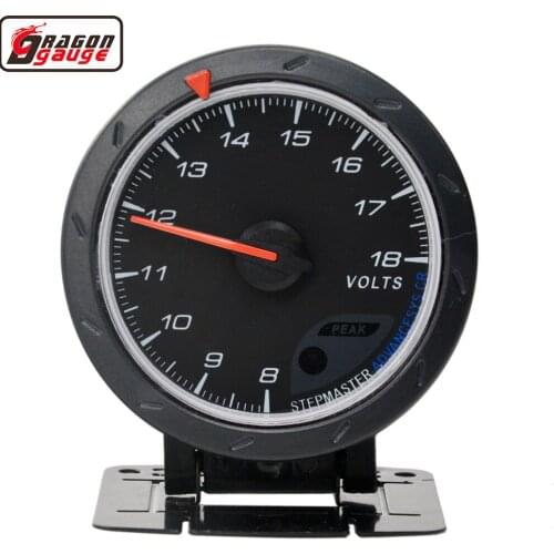 Dragon 60mm Black Pointer Auto Car Motorcycle Volt Gauge Voltage 8-18V Speedboat Yacht Meter White And Red Light Free Shipping