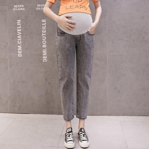 Maternity denim cropped pants spring and autumn casual baggy pants loose maternity pants maternity clothes