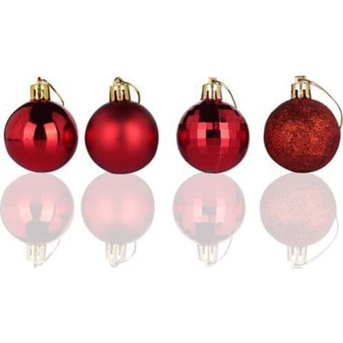 3CM Christmas Baubles Decorative Balls for DIY Xmas Tree Hanging Ornament Party Wedding Baubles Christmas Decor 24Pcs Ball