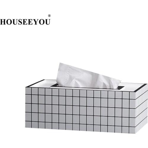 HOUSEEYOU Rectangle Shaped Tissue Boxes Paper Rack Holder Modern European Car Home Towel Napkin Container Tissue Storage Box