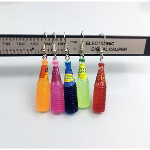 1Pair Korean Funny Letter Sticker Drinking Bottle Drop Earrings For Women Girl Cute Beverages Statement Earring Jewelry EC372