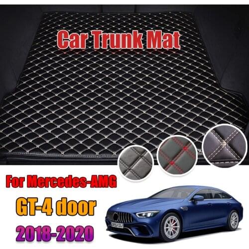 Leather Car Trunk Mat GT 43 53 63 Carpet Tail Cargo Liner For Mercedes AMG GT 2018 2019 2020 Trunk Boot Mat Rear Benz Liners Pad