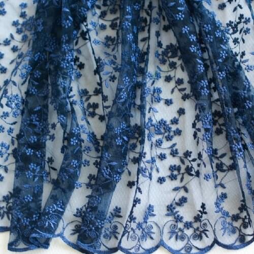 Width 47" Embroidered Lace Fabric Wedding Full Dress Clothes Yarn Material By the Half-Yard