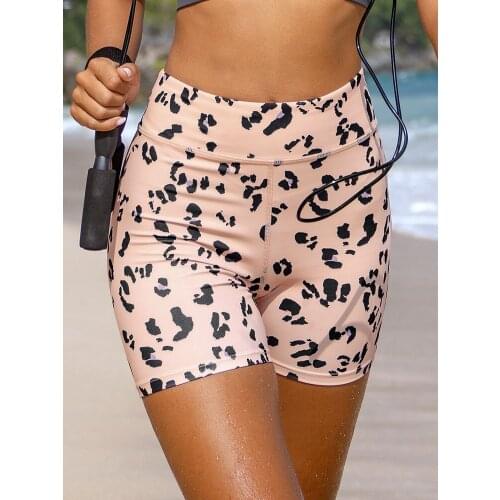 CUPSHE Leopard Print Short Leggings For Woman Casual Fitness Leggings Tight Sports Yoga Shorts 2021 Bodycon Pants Sportswear