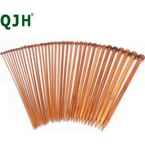 QJH brand Carbonize Bamboo Needle Weave Sweater Knitting Tools 36pcs 18 Size Knitting Needles for Crochet Hook Single Pointed