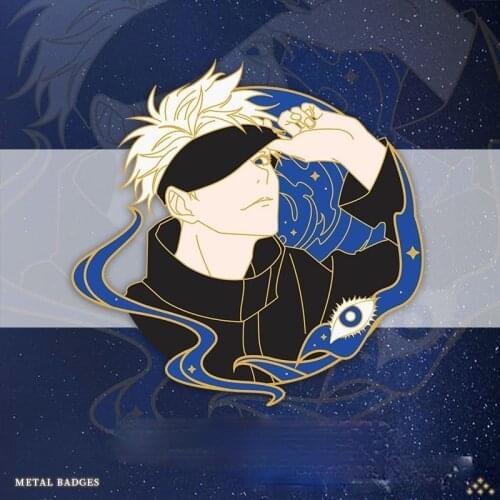Jujutsu Kaisen Anime Cosplay Metal Badge Satoru Gojou Figure Lapel Brooch Pins Button Brooch Medal Pendant Souvenir Collection