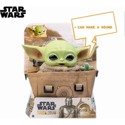 28cm Star War Sounding Baby Yoda Grogu Mandalorian Kawaii Anime Plush Action Figure Cute Stuffed Doll Deco Model Kids Toy Gift