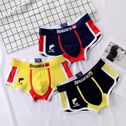 Mens Underwear Mens Cotton Personality Fashion Korean Style Young Student Shorts Boxer Shorts U Convex