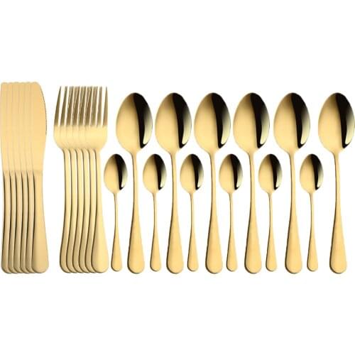 24pcs 18/10 Stainless Steel Cutlery Set Gold Tableware Set Fork Knife Spoon Dinnerware Set Flatware Set Silverware Set Wholesale