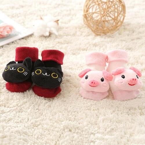 New Fashion Cartoon Baby Socks Anti-Slip Newborn Rattle Socks Cute Autumn Floor Cotton Socks Warm Boots For Boys Girls Infants