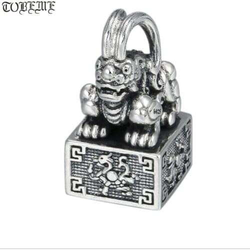 100% 925 Silver Fengshui Pixiu Pendant Necklace Sterling Lucky Beasts Amulet Good Luck Pendant Necklace