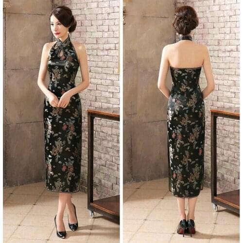 Oriental Sexy Women Dress Qipao Dragon&phoenix Cheongsam Chinese Traditional Evening Gowns Vestidos Sleeveless Party Clothing