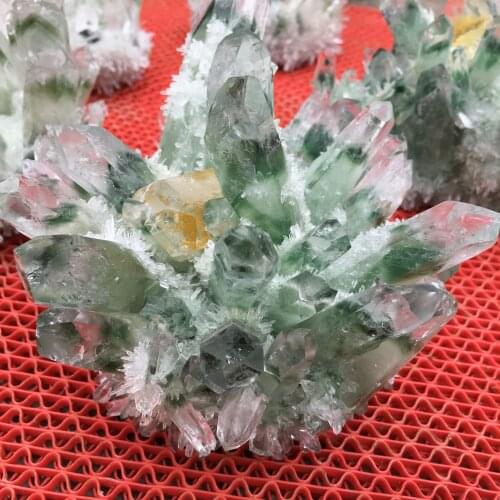 Natural Green Ghost Phantom Quartz Crystal Cluster Healing Specimen