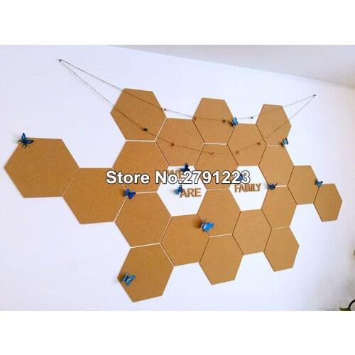 Self-Adhesive Cork Board Tiles Office Home Wood Photo Background Hexagon Stickers Wall Message Drawing Bulletin Boards
