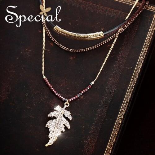 Special Brand Fashion PU Leather Choker Necklace Rhinestones Necklaces & Pendants Gold Maxi Jewelry Gifts for Women S1732N