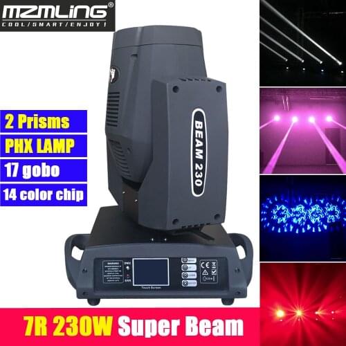 Super 230w 7R Beam Light With 2 Prisms DMX512 Moving Head Light 17Gobos+14Chips Stage Light DJ /Bar /Party /Show /Stage Machine