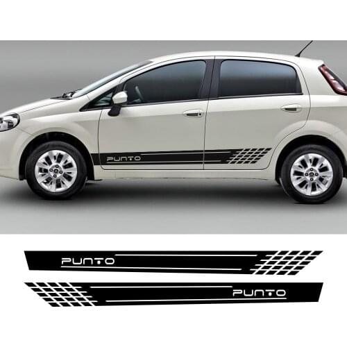 2PCS Reflective Auto Vinyl Films Car Decoration PVC Decals For Fiat Punto Auto Door Side Skirt Stripes Stickers Car Accessories