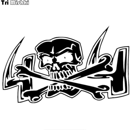 Tri Mishki HZX237# 12*20cm SKULL field 4X4 funny car stickers windscreen Vinyl Decals Accessories Car Sticker autocollant pour