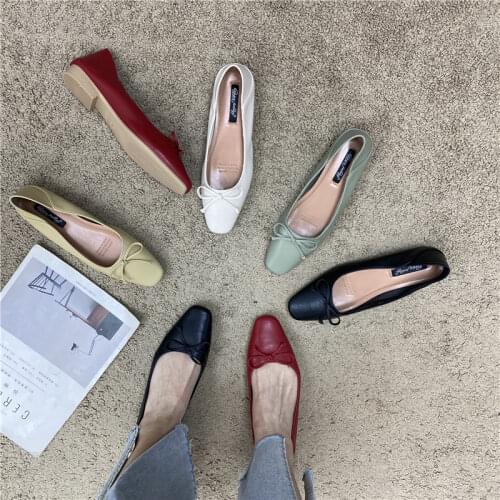Ladies Shoes Square Toe Flats Slip on Casual Boat Shoes 2021 New Womens Flat Loafer Autumn Women Shoes Black Red Zapatos Mujer