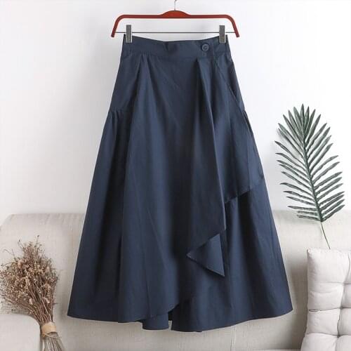 Luck 2021 Buttons Skirt Design Panelled High Waist A-line Skirt Spring Summer Vintage Elegant Bottom