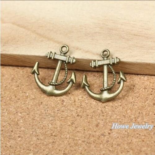Wholesale 50 pcs Vintage Charms Anchors Pendant Antique bronze Fit Bracelets Necklace DIY Metal Jewelry Making