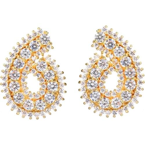 Bettyue Fashion Dazzling Spiral Appearance Gold Color Earring Full Of Cubic Zircon For Women Exquisite Jewelry Bridal Party Gift