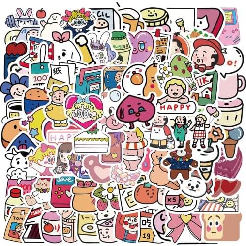 10/30/90pcs Ins Korea Kawaii Cartoon Stickers Decals DIY Diary Scrapbook Phone Stationery Car Decoration Cute Girls Sticker Toy