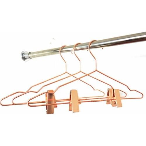 10 Pcs/lot 42cm Pant Hangers with Adjustable Non-slip Clips Rose Copper Gold Metal Skirt Trousers Hanger