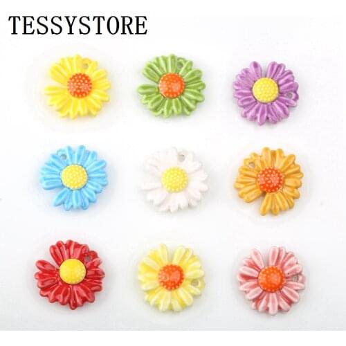 10pcs/lot Flower Shaped Ceramic Beads Single Hole Pendant For Jewelry Making Earrings Bracelet DIY Handmade Accessories