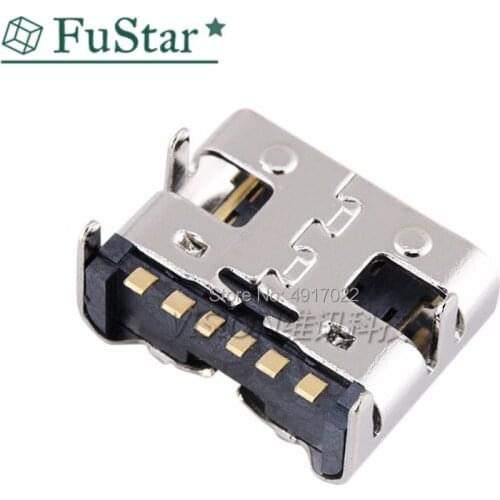 10PCS/LOT Micro USB JACK 3.1 Type-C 6pin DIP4 90 degree female Connector For Mobile Phone Charging port Charging Socket Hot New