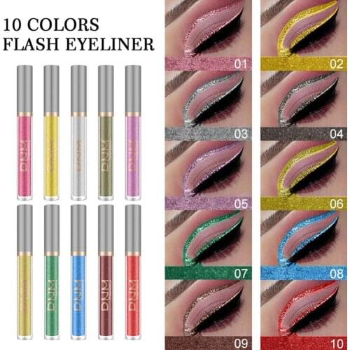 10Pcs Liquid Eyeliners Waterproof Long-Lasting Non-irritating Quick-drying Shine Glitter Eyeliner Pens for Makeup
