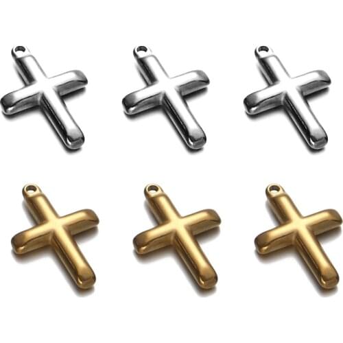 20pcs/Lot Real Stainless Steel Crosses Shaped Charms Pendants for DIY Making Necklace Bracelet Fashion Jewelry 20*33mm