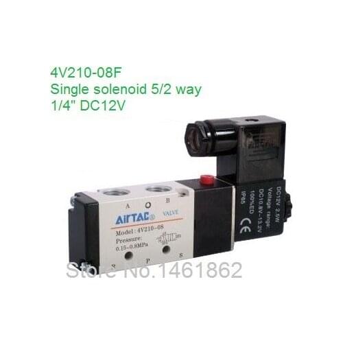 4V210-08F High quality 1/4" 2 Position 5 Port Air Solenoid Valve 4V210-08F Pneumatic Control Valve, DC 12V