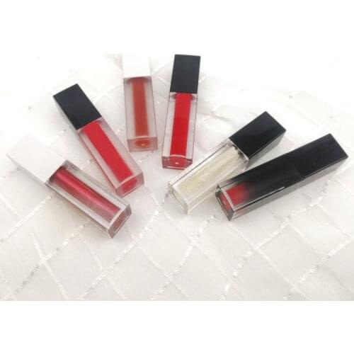 5ml Empty Lip Gloss Containers Square Black,White Lid Clear Frosted Lip Gloss bottles Sample Vials Cosmetic Packing