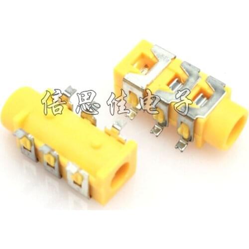 50pcs/Earphone socket 3.5 Audio socket PJ-313D 6 Pin SMD Belt column Headset Female seat black