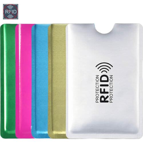 Silver Laser Aluminium Anti Rfid Wallet Blocking Reader Lock Bank Card Holder ID Bank Card Case Business Protection Metal Credit