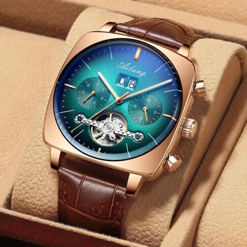 New Mens Automatic Watch Mechanical Wristwatch Fashion Luxury Leather Waterproof Watch for Men Sport Male Watch Reloj Hombre