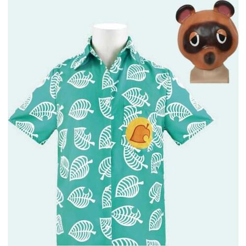 Animal Crossing T Shirt Tom Nook Cosplay Shirt with mask Costume Men Women Short Sleeve Tops Halloween Costume for Boys Carnival