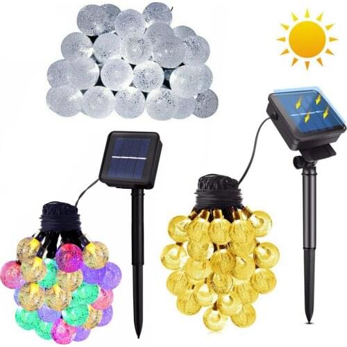 20/30/50 LED Crystal ball Fariy String Light Garland Holiday Wedding Christmas Tree Decoration Lamp Outdoor Solar Powered