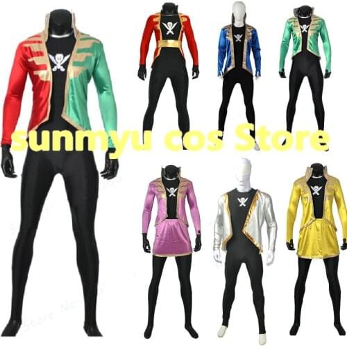 Kaizoku Sentai Gokaiger Soldier Red Blue Yellow Silver Pink Green Cosplay Costume Custom Size Customize Halloween