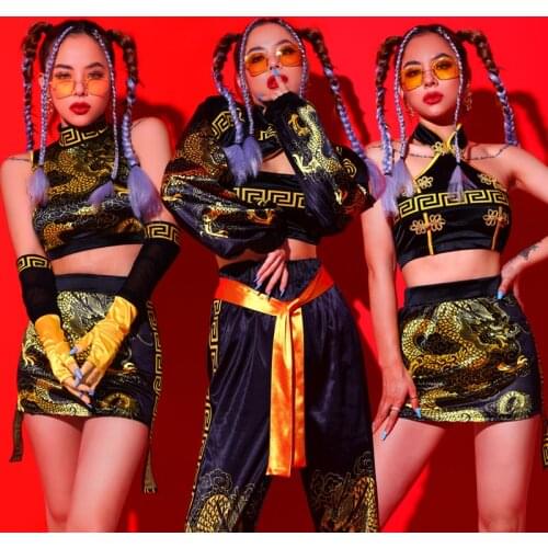 Chinese Style Hip-Hop Street Dance Adult Female Modern Dance DJ Costume Jazz Dance Costumes Performance Rave Pole Dance Outfit