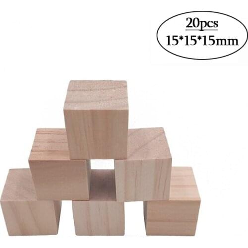 20pcs 15mm Unfinished Wood Cubes Blocks Small Wooden Square Blocks for Crafts, Alphabet Blocks, Number Cubes or Puzzles Making