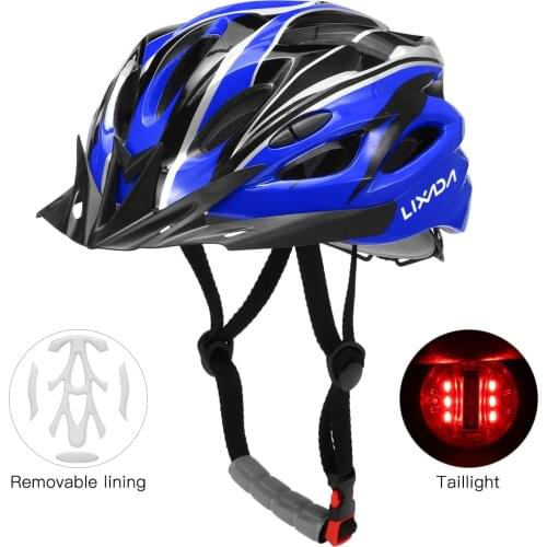 Lixada Mountain Road Bike Cycling Helmet Bicycle Helmet with Visor LED Light In-mold Skiing Protective Helmet for Men and Women